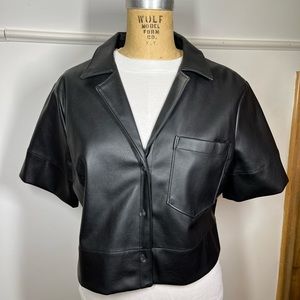 Maeve faux leather cropped shirt M